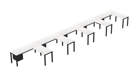 White L-Shaped Office Desk Hanging Drawers Modesty Panel For 5 Persons - Officestock - Modern ...