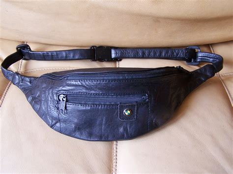 Leather Fanny Pack Black Fanny pack Black by GreenMarketVintage