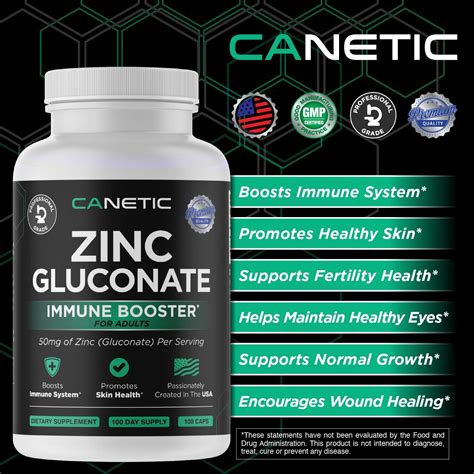 Zinc Gluconate Immune Booster Supplement for Adults Best Cold Therapy ...