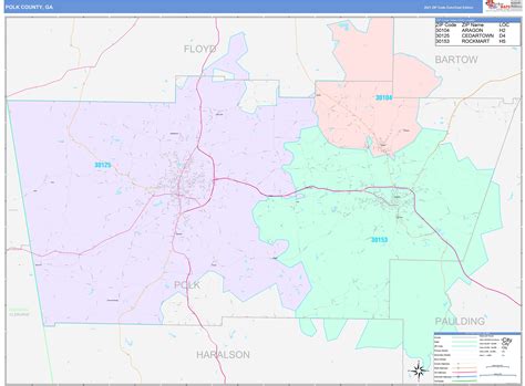 Polk County, GA Wall Map Color Cast Style by MarketMAPS - MapSales