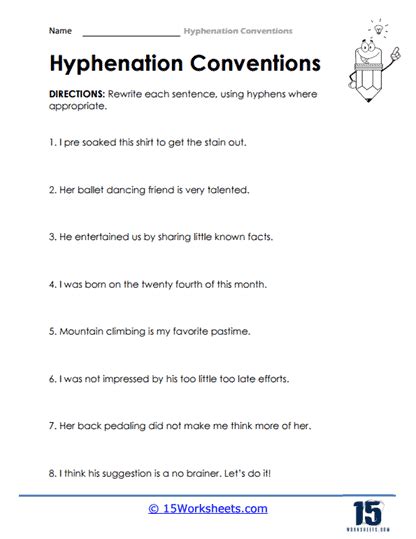 Hyphens Worksheets - 15 Worksheets.com - Worksheets Library