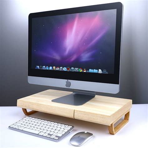 Handmade Wooden Monitor Stand with Drawers | Gadgetsin