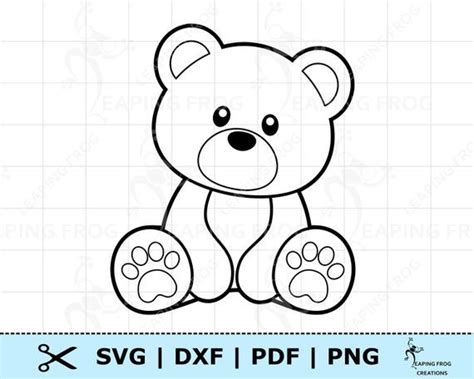 Teddy Bear SVG PNG DXF Pdf. Cricut Cut Files Silhouette. Cute Bear Coloring Page Svg. Bear ...