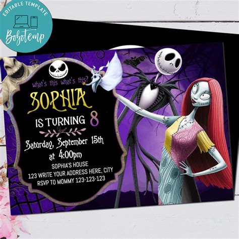 Free Printable Nightmare Before Christmas Birthday Invitations