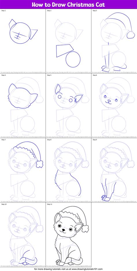 How to Draw Christmas Cat (Christmas) Step by Step ...