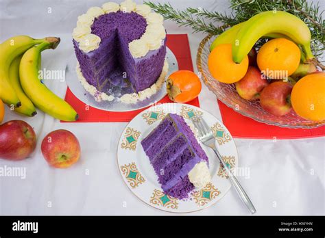 Filipino purple yam cake Stock Photo - Alamy