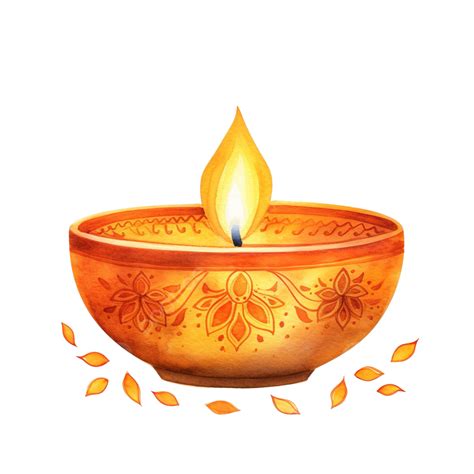 Happy Diwali Orange Watercolor Festival Illustration, Divali, Diwali ...