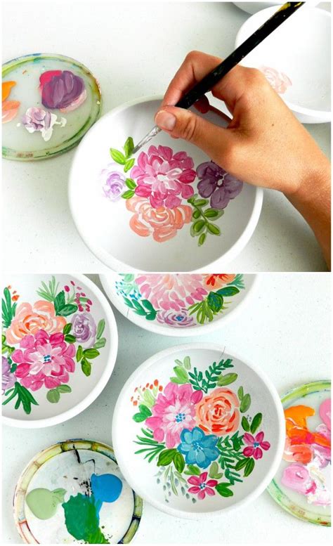 Grow Creative Blog: Painted Floral Wooden Bowls | Diy pottery painting ...