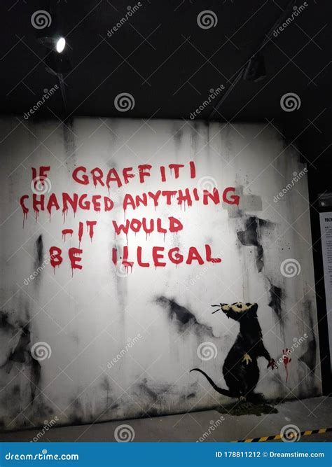 Quote Banksy graffiti editorial photography. Image of street - 178811212