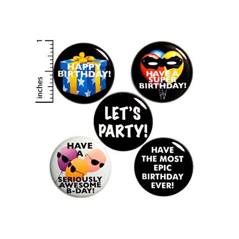 Funny Birthday Buttons Cute Pin for Backpack or Jackets Lapel Pins Badges Happy Birthday 5 Pack ...