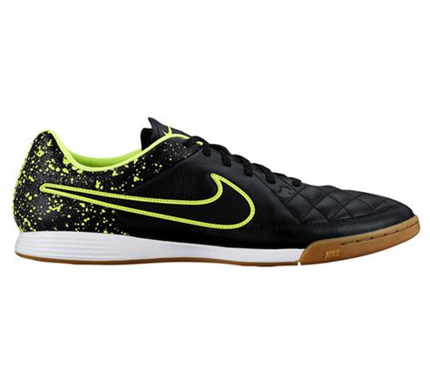 NIKE TIEMPO GENIO LEATHER IC BLACK/VOLT indoor soccer shoes - Soccer Plus