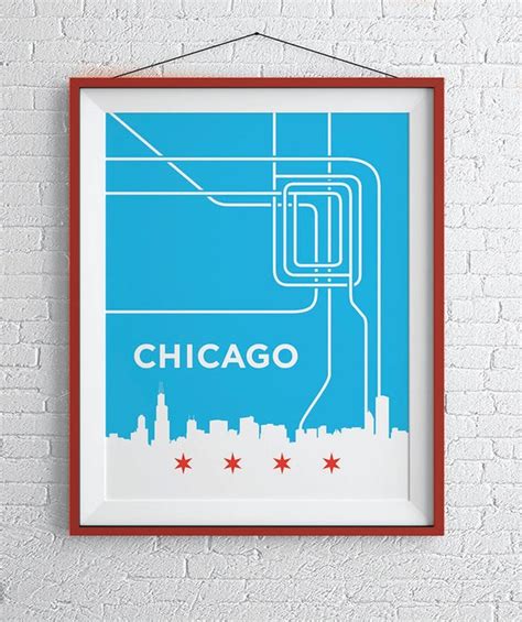 Chicago L Train Map Print / Chicago Loop Wall Art | Etsy