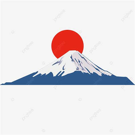 Mount Fuji Clipart Transparent PNG Hd, Red Sun Mount Fuji Snow Mountain, Mountain Clipart, White ...