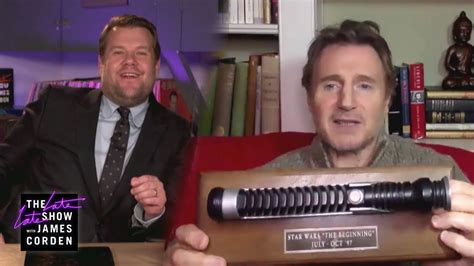 Liam Neeson Shows Off Qui-Gon Jinn's Lightsaber - Jedi News