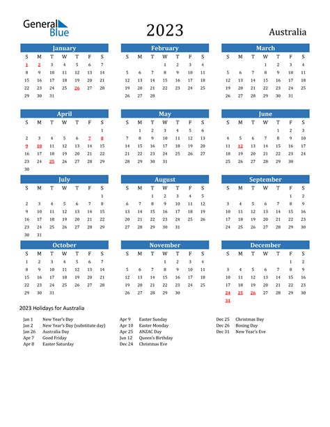 Printable Monthly Calendar 2023 Australia | Free Letter Templates