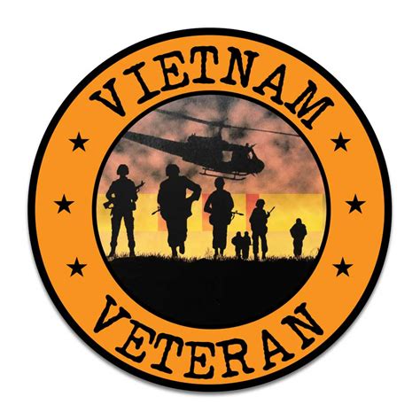 Vietnam Veteran Circle Decal Sticker with Huey and Ribbon Graphics - Decal Stickers | VetFriends.com