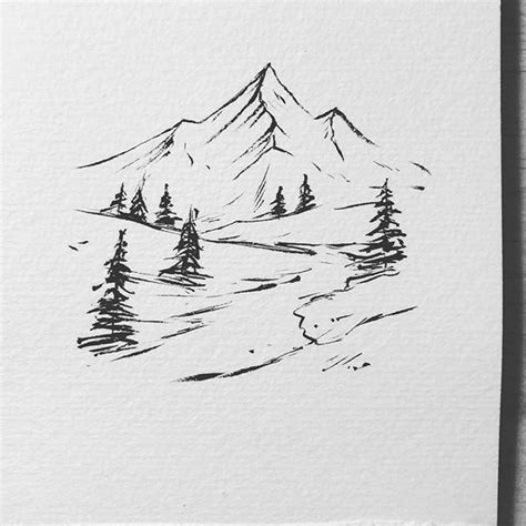 Forests Sketch Nature | 1000 | Tree drawings pencil, Mountain drawing, Easy pen drawing