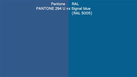 Pantone 294 U vs RAL Signal blue (RAL 5005) side by side comparison