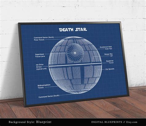 Death Star Blueprint Art Star Wars Poster Print Schematic - Etsy