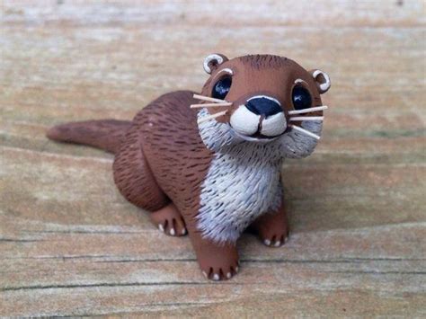 River Otter: Handmade miniature polymer clay animal figure | Polymer ...