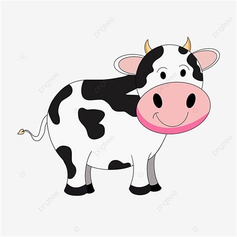 Dibujado A Mano Caricatura Vaca Clipart, Clipart De Vaca, Rosado ...