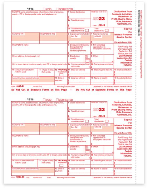 1099R Tax Forms 2023 Copy A for Federal IRS - DiscountTaxForms.com