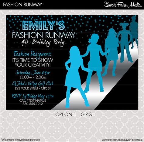 Fashion Show Invitation Project Runway Inspired Birthday - Etsy