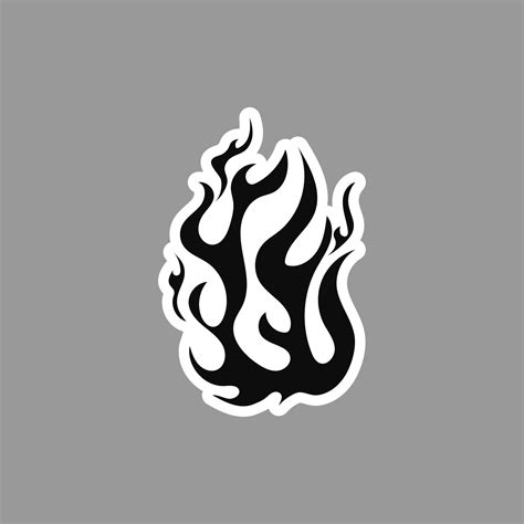 Hand drawn fire illustration in sticker. silhouette of flames for ...