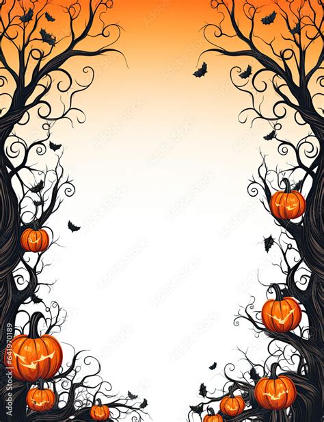 orange and black halloween border frame on plain white background Stock ...