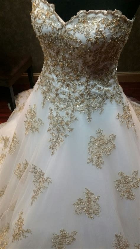 Gold and White Wedding Dress, Gold Wedding Dress, Gold Bridal Gown ...