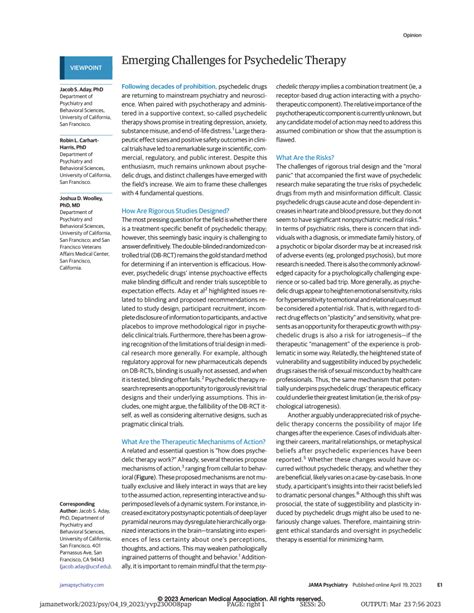 (PDF) Emerging Challenges for Psychedelic Therapy