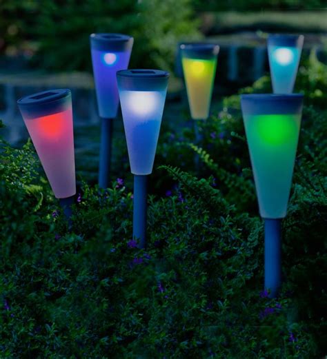 Color-Changing Solar Path Lights, Set of 6 | PlowHearth