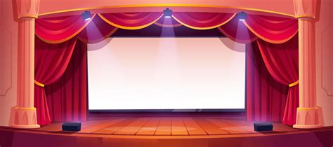 Movie theater stage, cinema, empty theatre scene 16265748 Vector Art at ...