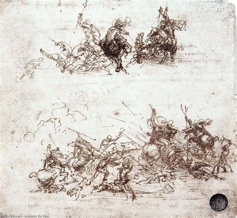 Leonardo Da Vinci-Étude des batailles à cheval et à pied 1 | Da vinci painting, Leonardo da ...