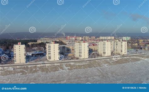 Lensk City, Russia - 01 December. Aerial Shot of Classic Lensk City ...