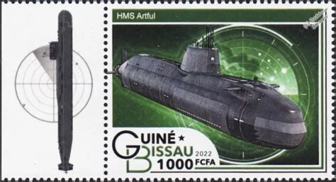 HMS ARTFUL (S121) Royal Navy Astute-Class Submarine Stamp (2022 Guinea-Bissau) £2.29 - PicClick UK