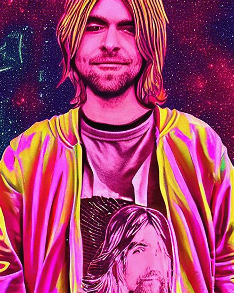 Hologram Of Kurt Cobain Floating In Space A Vibrant Digital Illustration Digital Art by Edgar ...