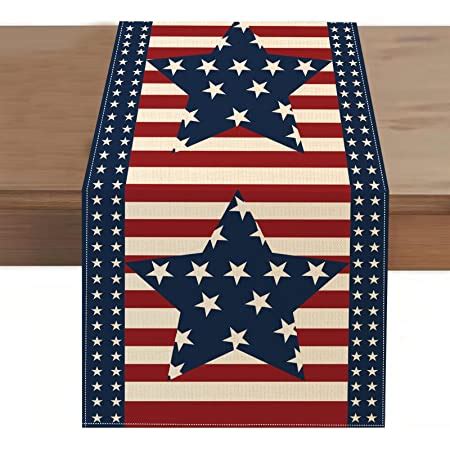 Amazon.com: Z&L Home Linen Burlap Table Runner Dresser Scarves, Independence Day 4th of July ...