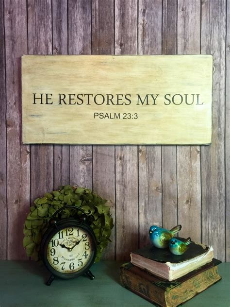 He restores my soul psalm 23:3 bible scripture by VintagebarnArt