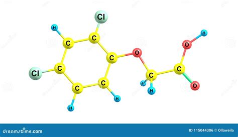 2.4-dichlorophenoxyacetic Acid Molecule, Structural Chemical Formula ...