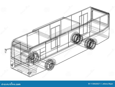 Bus 3D Blueprint - Isolated Stock Illustration - Illustration of commercial, city: 113062027