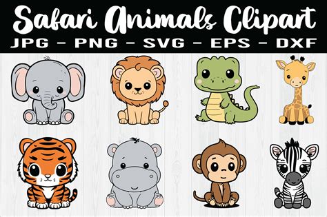 Safari Animals Clipart SVG ESP PNG Graphic by Aleksa Popovic · Creative Fabrica