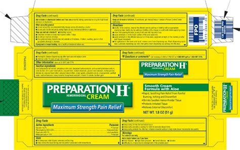 PREPARATION H CREAM MAX STRENGTH (Pfizer Consumer Healthcare) glycerin 144mg in 1g ...