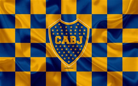 Download wallpapers Boca Juniors, 4k, logo, creative art, blue yellow checkered flag ...