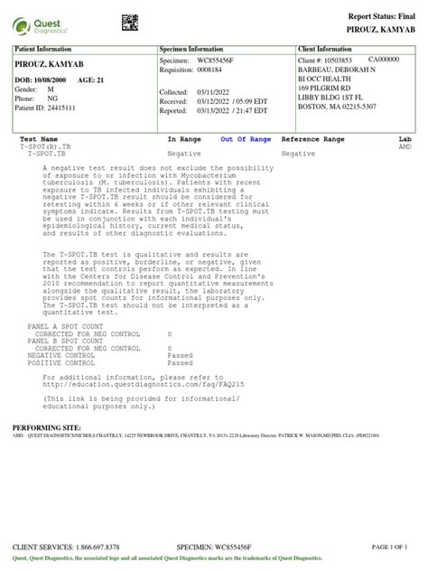 T-Spot Test Results | PDF | Tuberculosis | Immunology