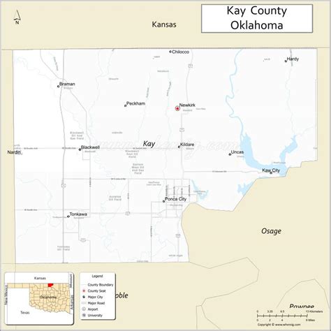 Map of Kay County, Oklahoma - Where is Located, Cities, Population, Highways & Facts