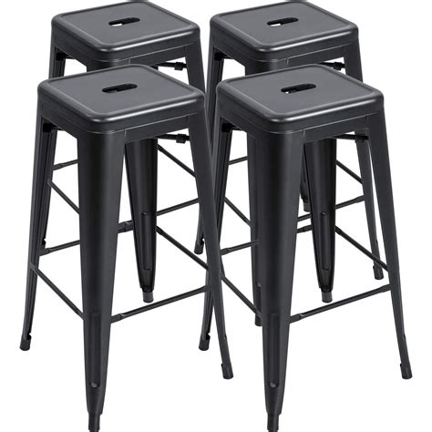 Furmax 30 Inches Metal Bar Stools High Backless Stools Indoor-Outdoor ...