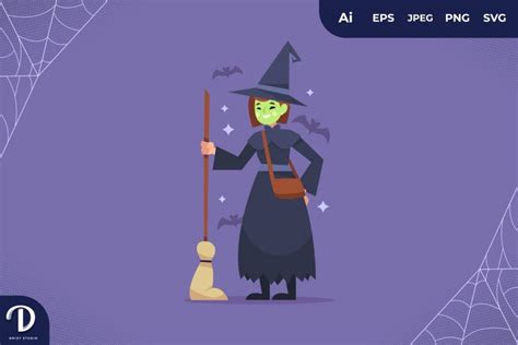 Green Witch - Halloween Costume Illustration - Drizy Studio