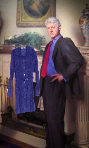 Bill Clinton's portrait photobombed by Monica Lewinsky dress.