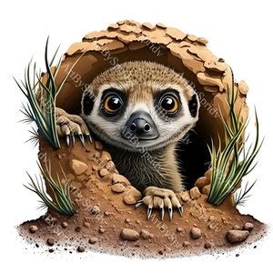 Meerkat Peeking Out of A Burrow PNG Clipart,transparent Animal Print ...